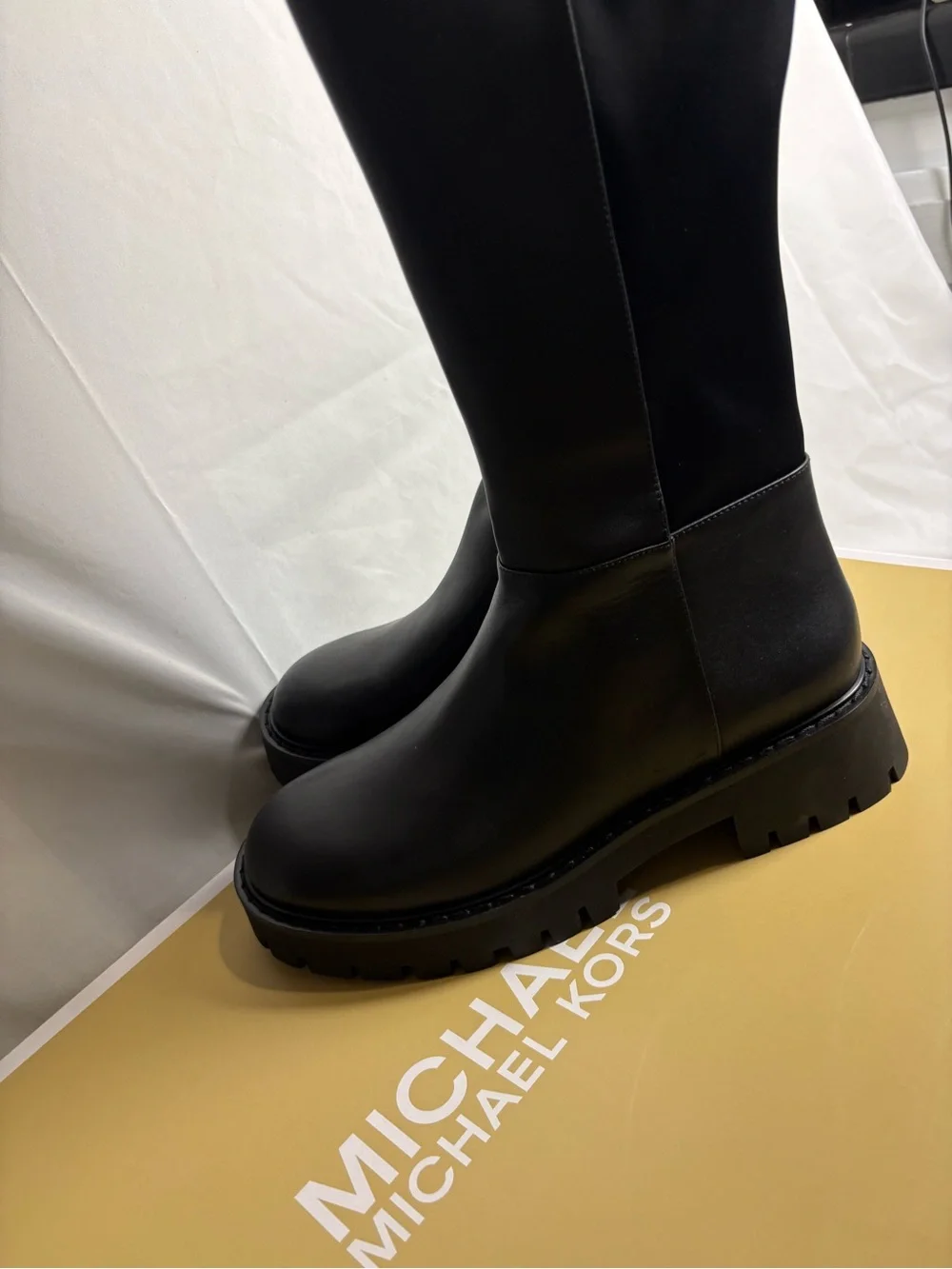 MICHAEL Michael Kors Black Over-the-Knee Lug-Sole Boots size 10 Asher boot